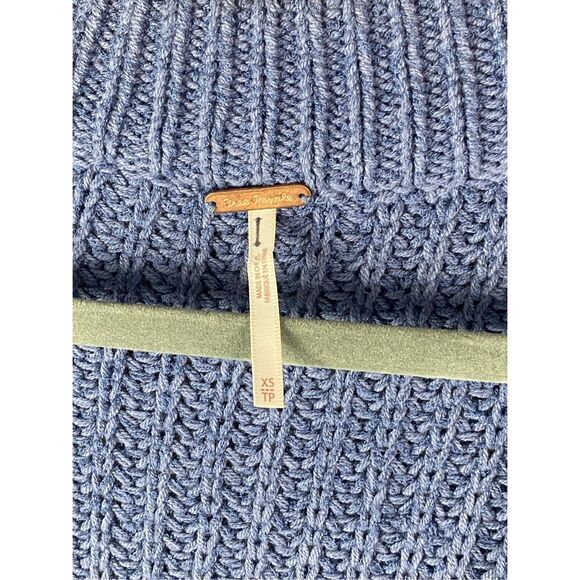 Free People Clyde Slate Blue Chunky Knit Boho V-Neck Sweater Vest Layering XS - Picture 5 of 6